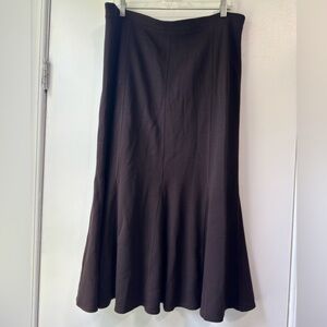 Vintage Eileen Fisher Wool Blend Tulip Skirt Chocolate Brown Size PL